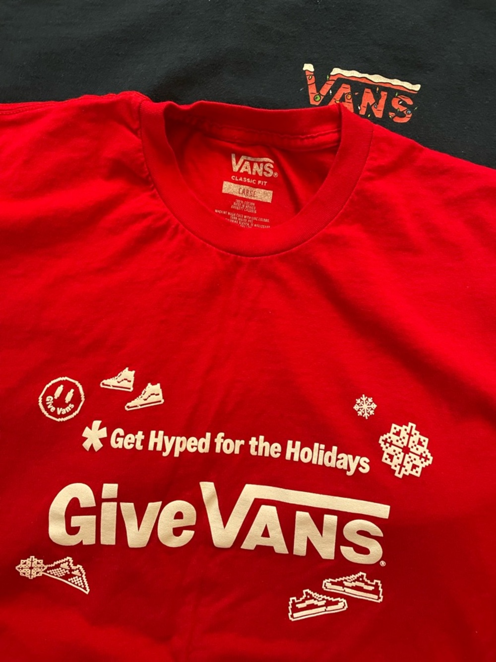 Bundle lot three Vans long sleeve tees vans x peanuts Xmas get hyped holidays L - Picture 2 of 5